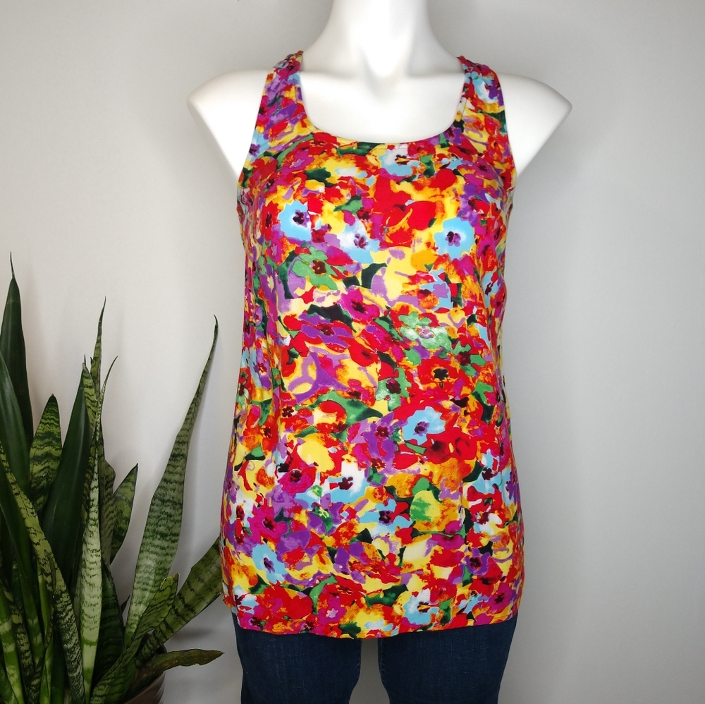 CAbi Luisa bright floral tank XS